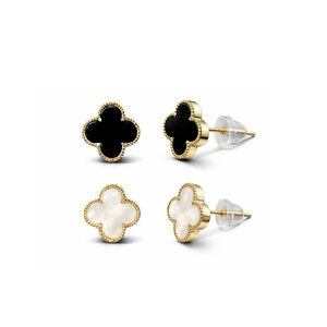 Jewelry Clover earrings Gold and black Set of 2 pairs NEW